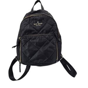Kate Spade Black Quilted Backpack Gold Tone Hardware Designer Luxury Preppy